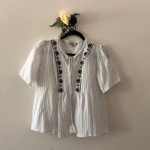 White and Black Pinstripe Blouse